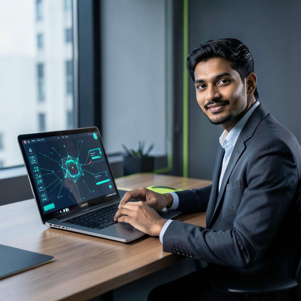 Professional learning generative AI at a laptop