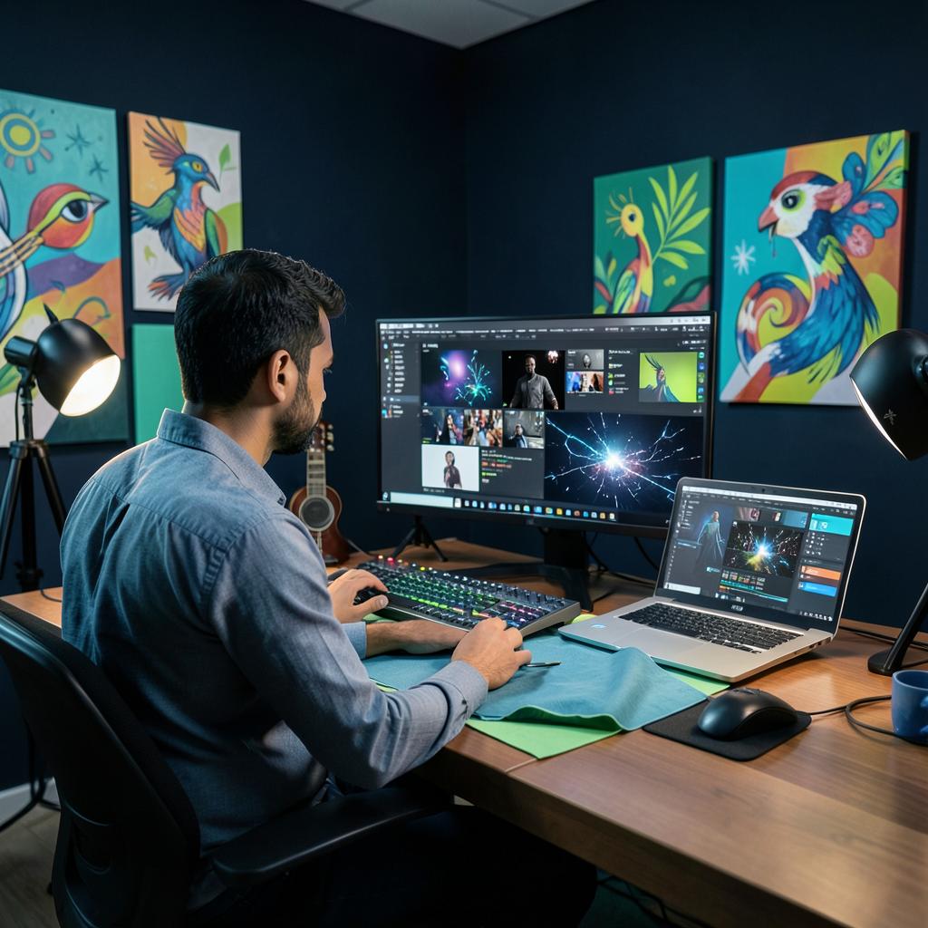 Creative professional producing digital media with AI